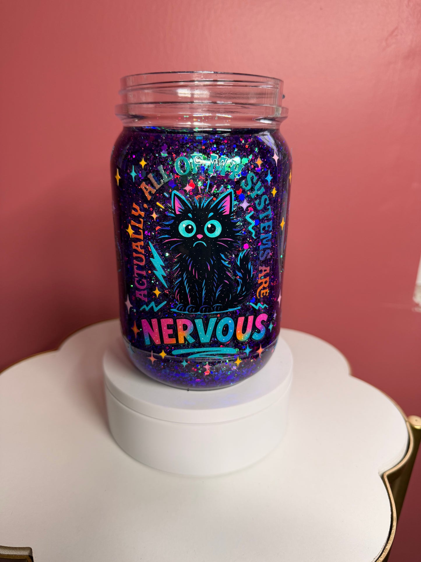 Custom 20oz Snowglobe Mason Jar Tumbler – Glitter Tumbler | Personalized Cup for Gifts & Everyday Use