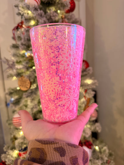 Custom Snowglobe 16oz tapered Tumbler – Glitter Tumbler | Personalized Cup for Gifts & Everyday Use