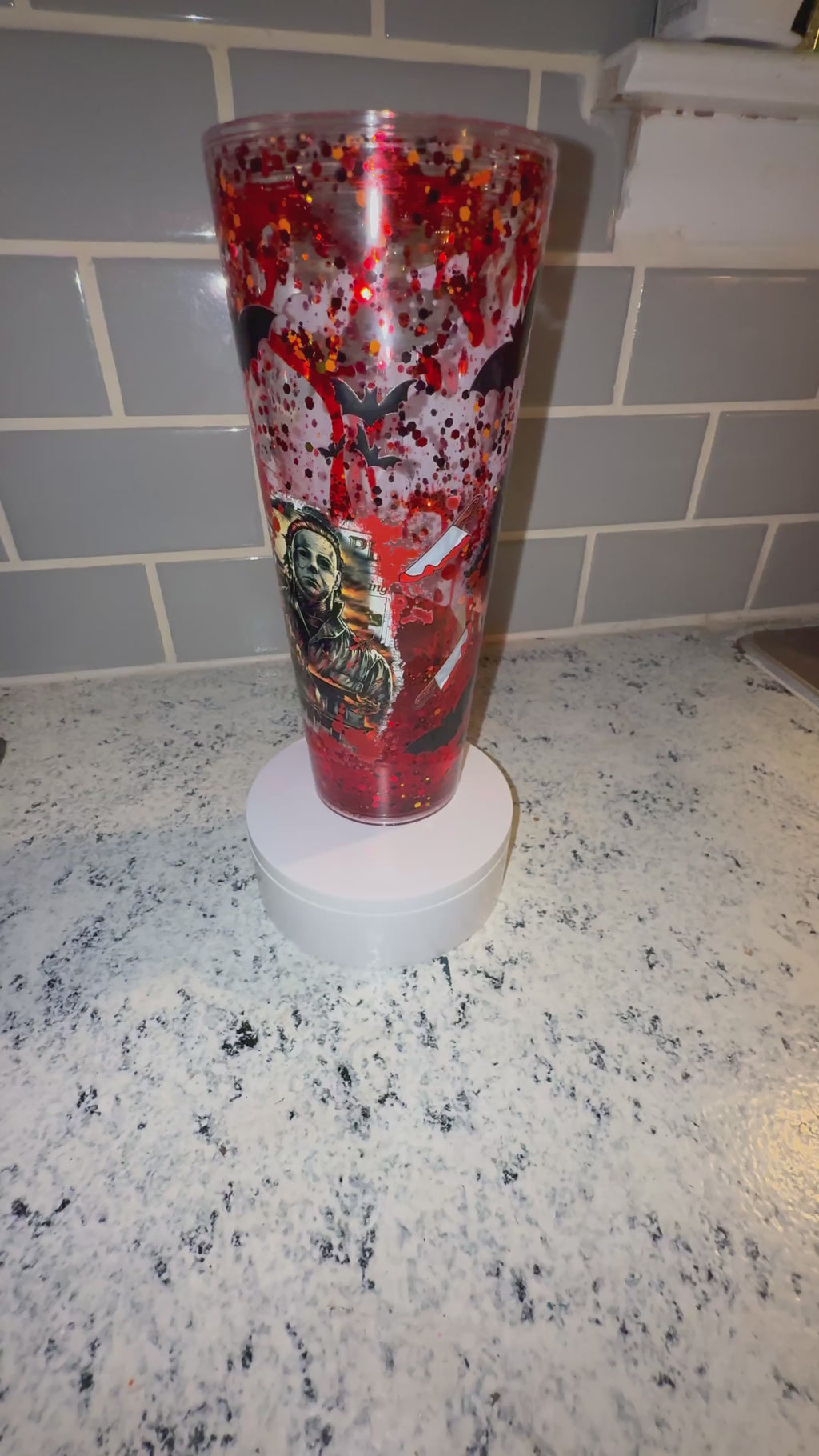 Custom 24oz Snowglobe Tumbler – Personalized Glitter Cup with Straw | Iced Coffee Tumbler